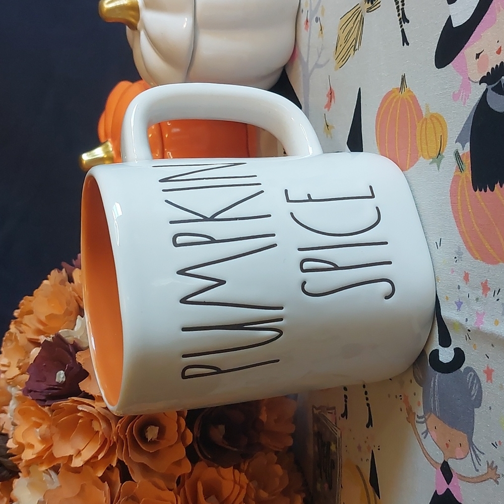 Pumpkin Spice Love Double Sided Rae Dunn Ceramic Coffee Mug by Magenta